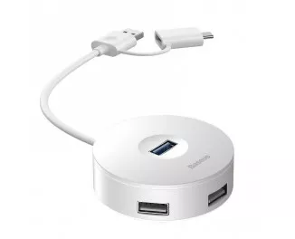 Адаптер USB Type С/USB > Hub  Baseus Round Box 5-in-1 1.0m (USB 2.0, USB 3.0, MicroUSB) (CAHUB-GA02) White