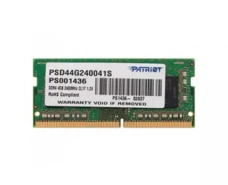 Пам'ять для ноутбука SO-DIMM DDR4 4Gb (2400MHz) Patriot Signature (PSD44G240041S)