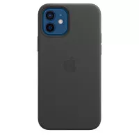 Чехол для Apple iPhone 12 / 12 Pro  Apple Leather Case with MagSafe Black (MHKG3)