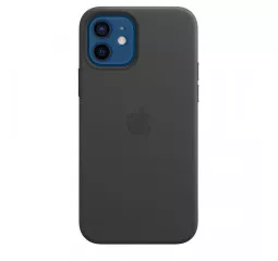 Чехол для Apple iPhone 12 / 12 Pro  Apple Leather Case with MagSafe Black (MHKG3)