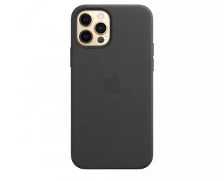 Чехол для Apple iPhone 12 / 12 Pro  Apple Leather Case with MagSafe Black (MHKG3)