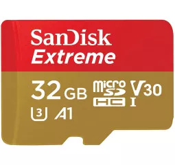 Карта памяти microSD 32Gb SanDisk Extreme class 10 UHS-I A1 V30 (SDSQXAF-032G-GN6GN)