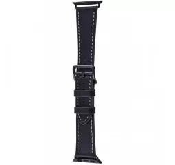 Кожаный ремешок для Apple Watch 38/40 mm Hermes Swift Leather Single Tour Black