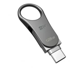 Флешка USB Type-C 128Gb Silicon Power DriveMobile C80 Silver (SP128GBUC3C80V1S)