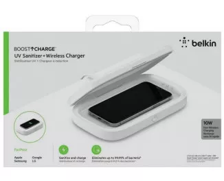 Беспроводное зарядное устройство + UV-стерилизатор Belkin BOOST CHARGE UV Sanitizer + Wireless Charger 10W (WIZ011VFWH) White