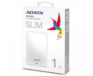 Внешний жесткий диск 1 TB ADATA HV620S Slim White (AHV620S-1TU31-CWH)