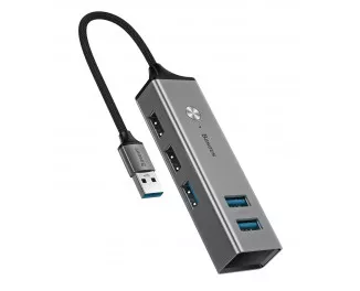 USB-адаптер > Hub Baseus Cube 5-in-1 (USB3.0, USB2.0) (CAHUB-C0G) Gray