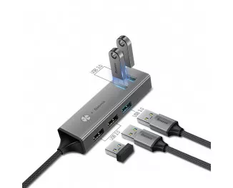 Адаптер USB > Hub  Baseus Cube 5-in-1 (USB3.0, USB2.0) (CAHUB-C0G) Gray