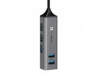 Адаптер USB > Hub  Baseus Cube 5-in-1 (USB3.0, USB2.0) (CAHUB-C0G) Gray