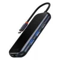 Адаптер USB Type-C > Hub  Baseus AcmeJoy 5in1 (2xUSB3.0, USB2.0, Type-C PD&Data, RJ45) (WKJZ010113) Dark Dray