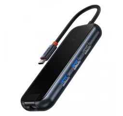 Адаптер USB Type-C > Hub  Baseus AcmeJoy 5in1 (2xUSB3.0, USB2.0, Type-C PD&Data, RJ45) (WKJZ010113) Dark Dray