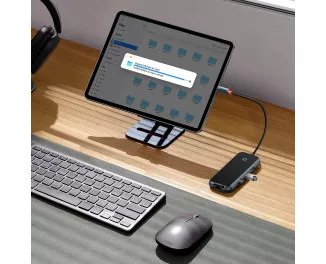 Адаптер USB Type-C > Hub  Baseus AcmeJoy 5in1 (2xUSB3.0, USB2.0, Type-C PD&Data, RJ45) (WKJZ010113) Dark Dray