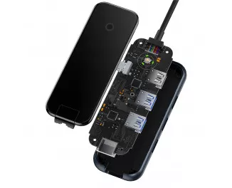 Адаптер USB Type-C > Hub  Baseus AcmeJoy 5in1 (2xUSB3.0, USB2.0, Type-C PD&Data, RJ45) (WKJZ010113) Dark Dray