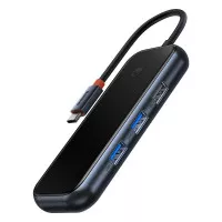 Адаптер USB Type-C > Hub  Baseus AcmeJoy 5in1 (HDMI, 2xUSB3.0, USB2.0, Type-C PD&Data) (WKJZ010213) Dark Dray