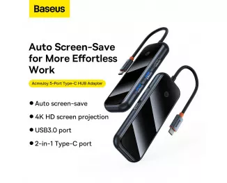 Адаптер USB Type-C > Hub  Baseus AcmeJoy 5in1 (HDMI, 2xUSB3.0, USB2.0, Type-C PD&Data) (WKJZ010213) Dark Dray