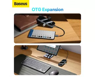 Адаптер USB Type-C > Hub  Baseus AcmeJoy 5in1 (HDMI, 2xUSB3.0, USB2.0, Type-C PD&Data) (WKJZ010213) Dark Dray