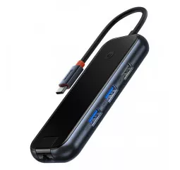Адаптер USB Type-C > Hub  Baseus AcmeJoy 6in1 (HDMI, 2xUSB3.0, USB2.0, Type-C PD&Data, RJ45) (WKJZ010313) Dark Dray