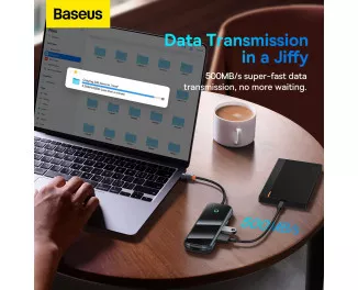 Адаптер USB Type-C > Hub  Baseus AcmeJoy 6in1 (HDMI, 2xUSB3.0, USB2.0, Type-C PD&Data, RJ45) (WKJZ010313) Dark Dray