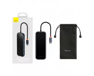 Адаптер USB Type-C > Hub  Baseus AcmeJoy 6in1 (HDMI, 2xUSB3.0, USB2.0, Type-C PD&Data, RJ45) (WKJZ010313) Dark Dray