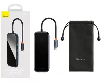 Адаптер USB Type-C > Hub  Baseus AcmeJoy 8in1 (HDMI, 2xUSB3.0, USB2.0, Type-C PD&Data, RJ45, SD/TF) (WKJZ010613) Dark Dray