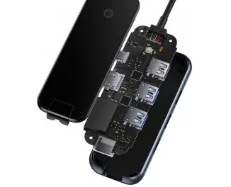 Адаптер USB Type-C > Hub  Baseus AcmeJoy 8in1 (HDMI, 2xUSB3.0, USB2.0, Type-C PD&Data, RJ45, SD/TF) (WKJZ010613) Dark Dray