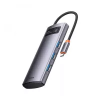Адаптер USB Type-C > Hub  Baseus Metal Gleam Multi-functional 4-in-1 (PD, USB) (WKWG070013) Gray