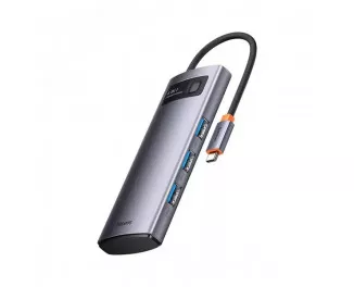 Адаптер USB Type-C > Hub  Baseus Metal Gleam Multi-functional 4-in-1 (PD, USB) (WKWG070013) Gray