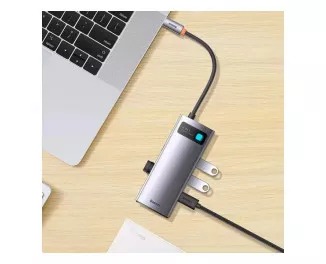 Адаптер USB Type-C > Hub  Baseus Metal Gleam Multi-functional 4-in-1 (PD, USB) (WKWG070013) Gray
