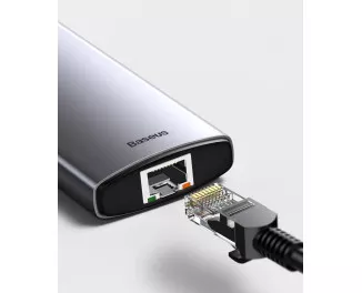 Адаптер USB Type-C > Hub  Baseus Metal Gleam Multi-functional 6-in-1 (PD, USB, HDMI, RJ45) (CAHUB-CW0G) Gray