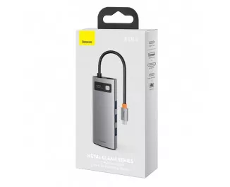 Адаптер USB Type-C > Hub  Baseus Metal Gleam Multi-functional 6-in-1 (PD, USB, HDMI, RJ45) (CAHUB-CW0G) Gray