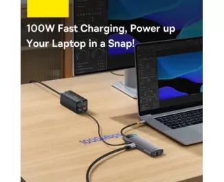 Адаптер USB Type-C > Hub  Baseus StarJoy 8-in-1 Gray (WKWG080213)