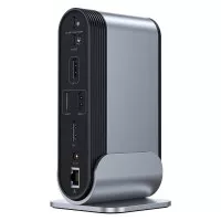 Адаптер USB Type-C > Hub  Baseus Working Station Four-Screen Multifunctional 16-in-1 (USB-C, USB, DP, HDMI, RJ45, SD/TF, 3.5 Audio) (CAHUB-HG0G) Gray