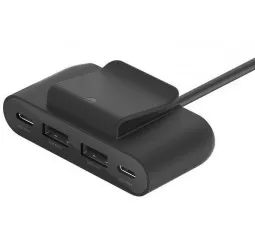 Адаптер USB Type-C > Hub  Belkin BoostCharge 4-Port USB Power Extender Black (BUZ001BT2MBKB7)