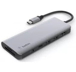 Адаптер USB Type-C > Hub  Belkin USB-C 7-in-1 Multiport Dock (AVC009BTSGY)