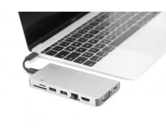 Адаптер USB Type-C > Hub DIGITUS USB-C 8-port Multiport Travel Dock (DA-70866)