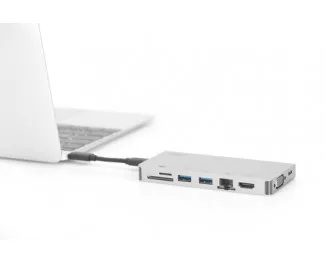 Адаптер USB Type-C > Hub DIGITUS USB-C 8-port Multiport Travel Dock (DA-70866)