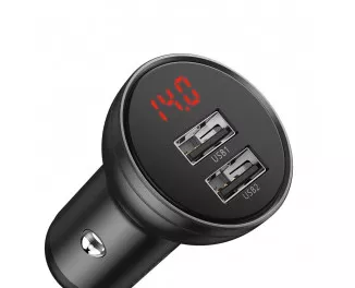 Автомобильное зарядное устройство Baseus Digital Display Dual USB 4.8A 24W (CCBX-0G) Gray 
