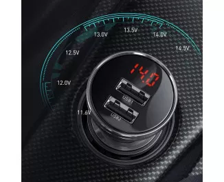 Автомобильное зарядное устройство Baseus Digital Display Dual USB 4.8A 24W (CCBX-0G) Gray 