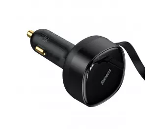 Автомобильное зарядное устройство Baseus Enjoyment Retractable 2-in-1 Car Charger C+L 30W Black (CGTX000001)