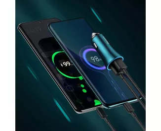 Автомобильное зарядное устройство Baseus Golden Contactor Max Dual Fast Charger Car Charger U+C 60W (CGJM000103) Blue