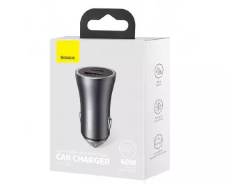 Автомобільний зарядний пристрій Baseus Golden Contactor Max Dual Fast Charger Car Charger U+C 60W (CGJM000113) Dark Gray