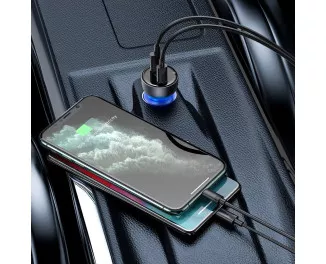 Автомобільний зарядний пристрій Baseus Particular Digital Display PPS Dual Quick Charger 65W Suit (з Cable Type-C to Type-C) (TZCCKX-0G) Gray