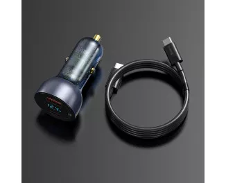 Автомобильное зарядное устройство Baseus Particular Digital Display PPS Dual Quick Charger 65W Suit (with Cable Type-C to Type-C) (TZCCKX-0G) Gray