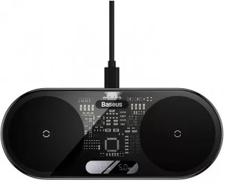 Бездротовий зарядний пристрій Baseus Digital LED Display 2in1 Wireless Charger 20W Black Universal version (WXSX010101)