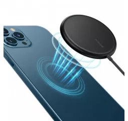 Беспроводное зарядное устройство Baseus Simple Mini Magnetic Wireless Charger 15W (MagSafe for iPhone) (WXJK-F01) Black