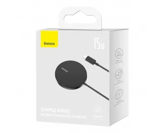 Бездротовий зарядний пристрій Baseus Simple Mini3 Magnetic Wireless Charger 15W (MagSafe for iPhone) (CCJJ040001) Black