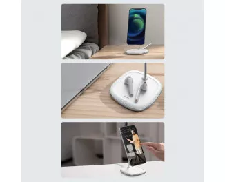 Беспроводное зарядное устройство Baseus Swan Magnetic Desktop Bracket Wireless Charger 15W (MagSafe for iPhone) (WXSW-02) White