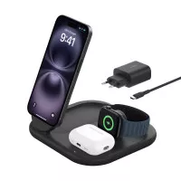 Бездротовий зарядний пристрій Belkin BoostCharge 3-in-1 Magnetic Foldable Wireless Charger with Qi2 15W Black (WIZ029vfBK)