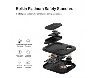 Беспроводное зарядное устройство Belkin BoostCharge 3-in-1 Magnetic Foldable Wireless Charger with Qi2 15W Black (WIZ029vfBK)