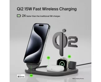 Беспроводное зарядное устройство Belkin BoostCharge 3-in-1 Magnetic Foldable Wireless Charger with Qi2 15W Black (WIZ029vfBK)